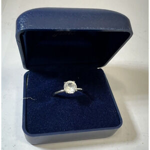 Vintage Uncas Round-Cut CZ Engagement Ring Size 8 Silver Tone